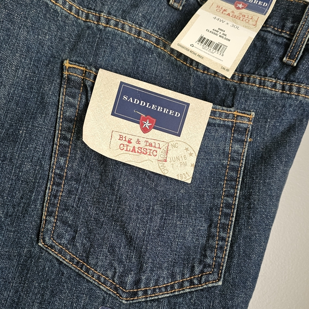 Saddlebred Blue Relaxed Jeans Classic Wilson Style Big And Tall Size 44x30